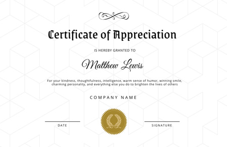 Appreciation from Company Certificate 5.5x8.5in Design Template
