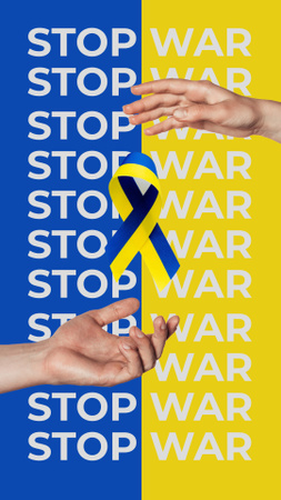 Patriotic Ribbon in Colors of Ukrainian Flag Instagram Story Design Template