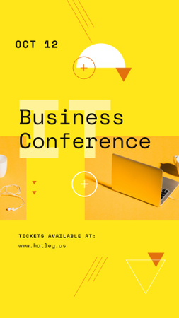 Designvorlage Business Conference Announcement with Laptop für Instagram Story