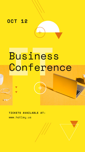 Ontwerpsjabloon van Instagram Story van Business Conference Announcement with Laptop