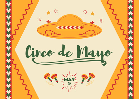 Cinco De Mayo Maracas Sombrero Card Design Template