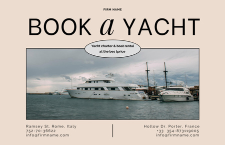 Designvorlage Yacht Rent Ad with Boat in Sea für Flyer 5.5x8.5in Horizontal