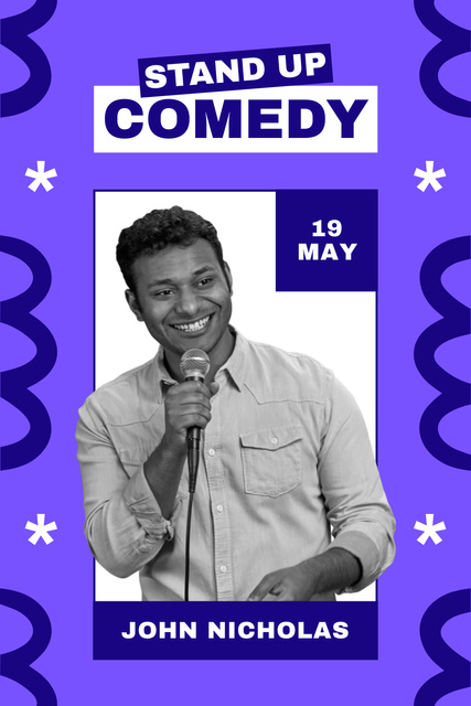 Szablon projektu Bright Announcement of Stand-up Show with Performer Pinterest