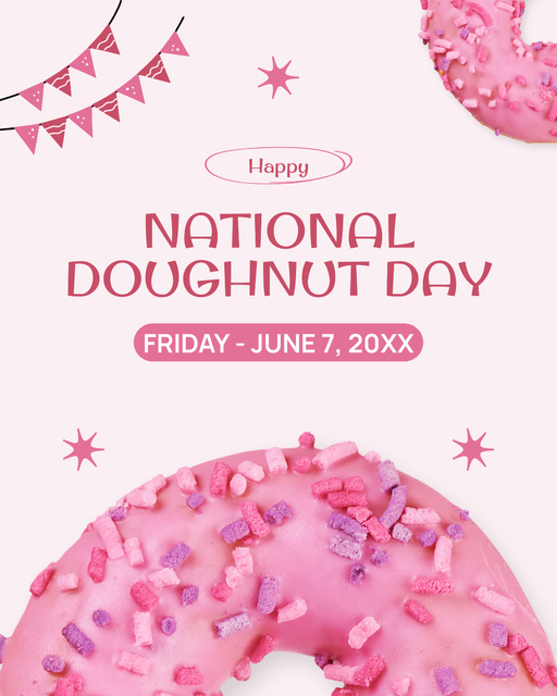 Ad of National Doughnut Day with Special Offer Instagram Post Vertical Design Template