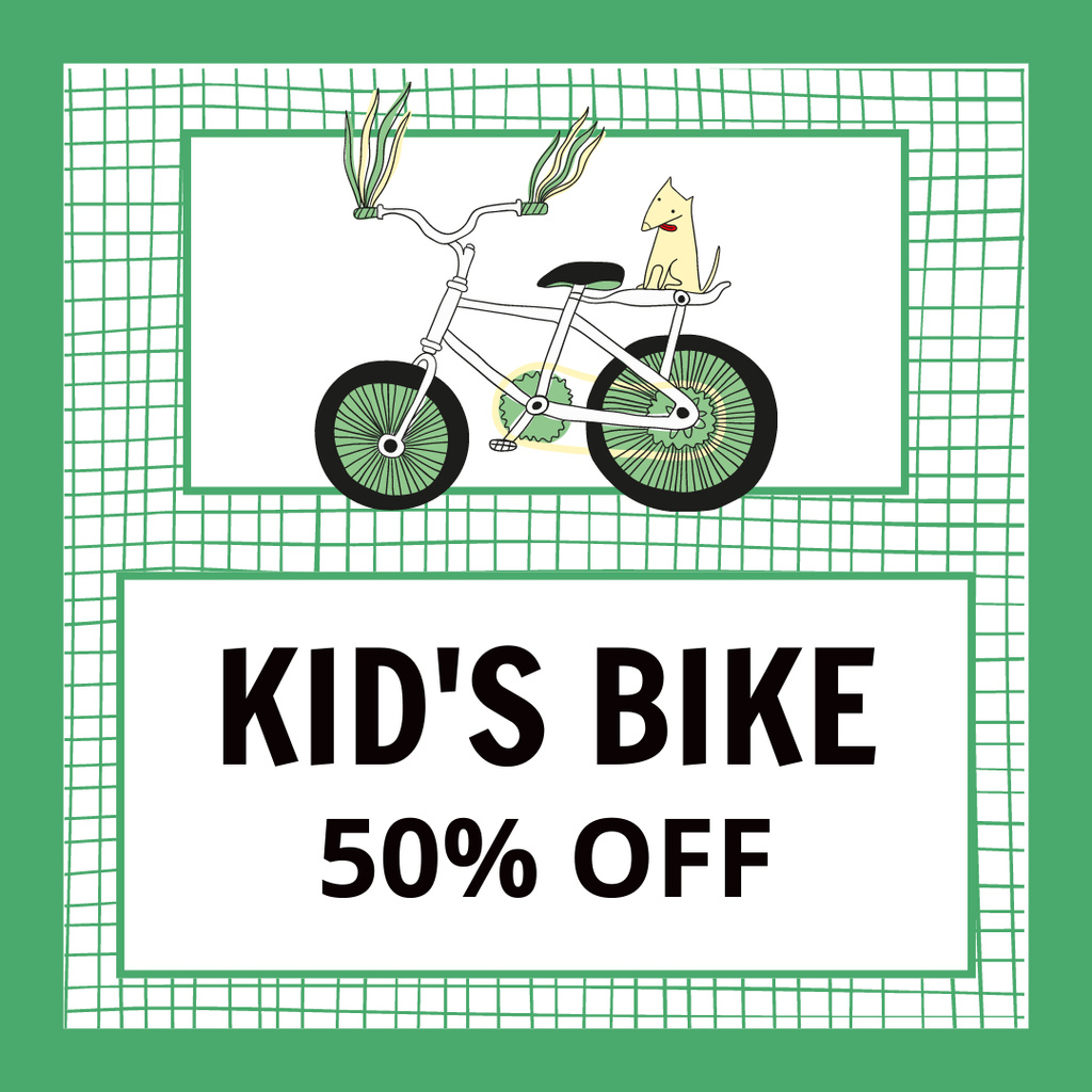 Discount on Kids' Bikes Offer on Green Instagram ADデザインテンプレート