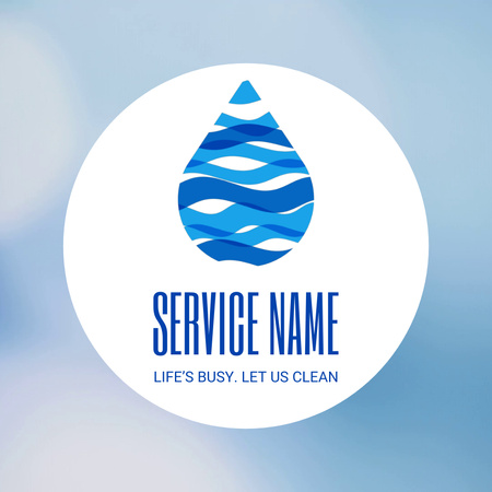Wavy Drop And Cleaning Service Offer Animated Logo Design Template