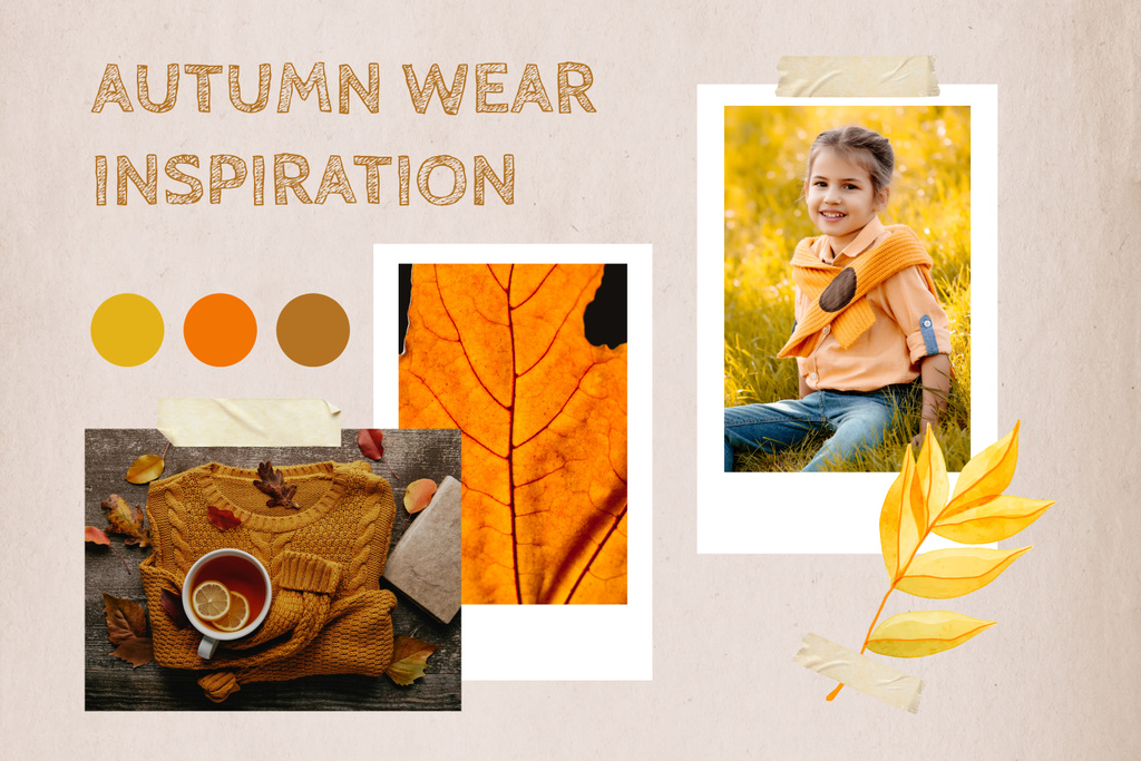 Autumn Wear Inspiration With Foliage And Sweater Mood Board Design Template