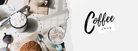 Plantilla de diseño de Cup of Coffee and Cookie for Breakfast Facebook cover 