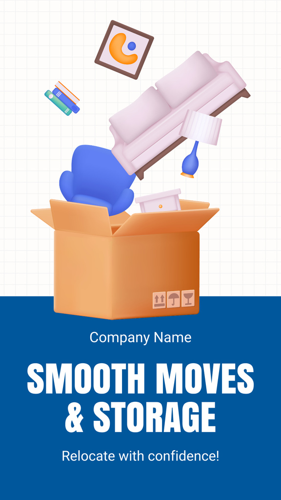 Offer of Smooth Moving Services with Furniture in Box Instagram Story – шаблон для дизайну