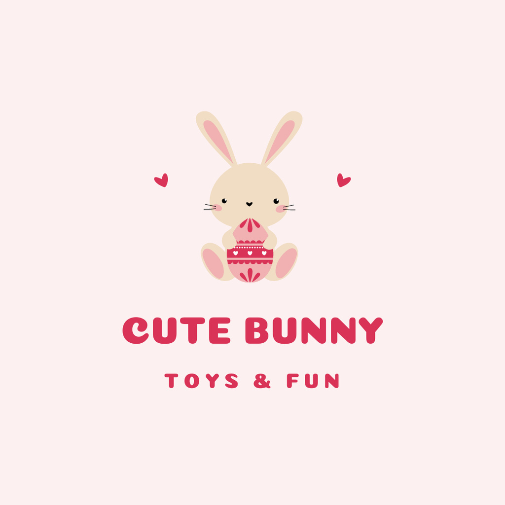 Toy Shop Ad with Cute Bunny Logo 1080x1080pxデザインテンプレート