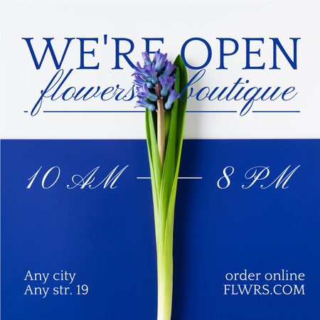 Flowers Boutique Promotion with Blue 
Hyacinth Instagram Design Template