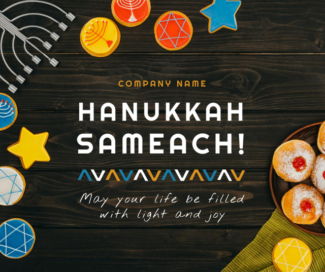Happy Hanukkah Greeting Facebook Design Template
