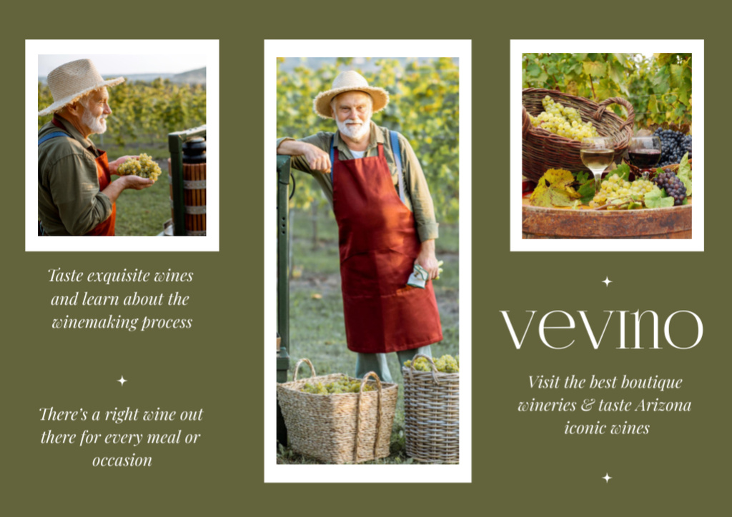 Wine Tasting Announcement with Farmer in Garden Brochure Din Large Z-fold Design Template