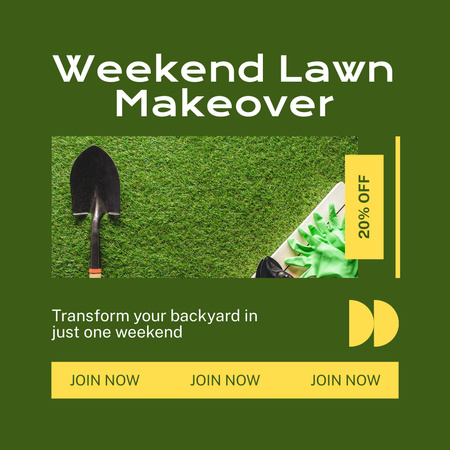 Alennus ammattimaisesta viikonlopun nurmikon muodonmuutoksesta Instagram AD Design Template