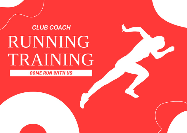 Running Man Silhouette for Sport Club Ad Postcard Design Template