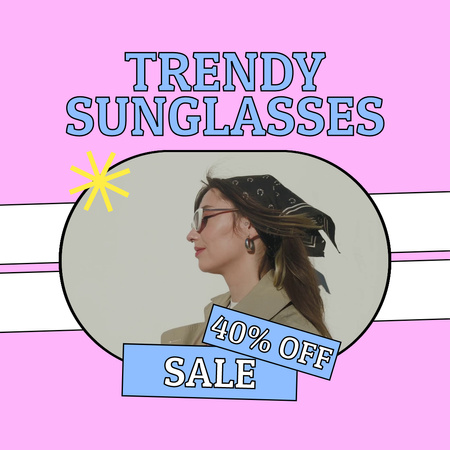 Awesome Sunglasses With Discount Offer In Summer Animated Post Design Template