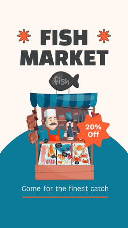 売り手からの新鮮な魚の大幅割引 Instagram Video Storyデザインテンプレート