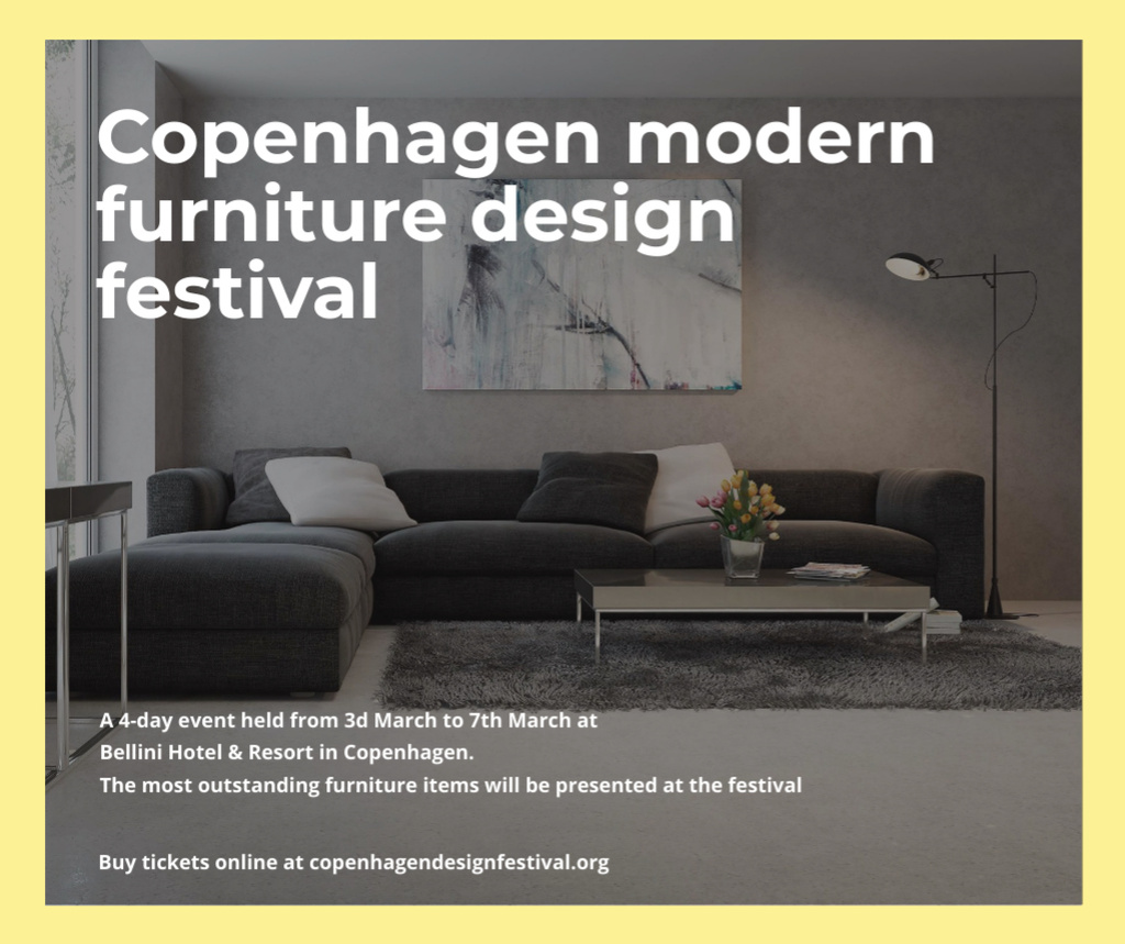 Designvorlage Modern furniture design festival für Facebook
