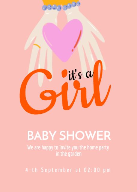 Baby Shower Announcement with Hands holding Heart Invitation Šablona návrhu