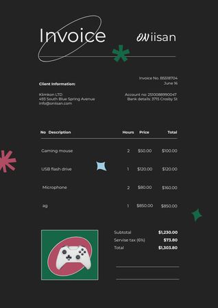Gaming Gear Purchase Invoice Design Template