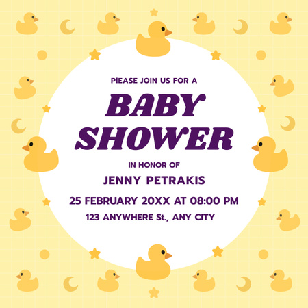 Baby Shower Announcement with Cute Yellow Ducks LinkedIn post Design Template
