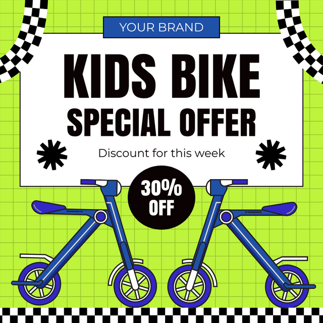 Weekly Discount on Bicycles on Green Instagram AD – шаблон для дизайна