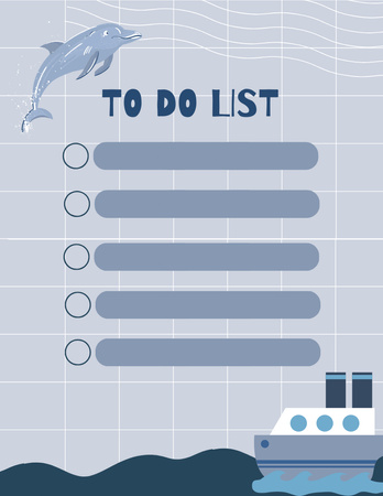 Template di design To Do List con il tema del mare Notepad 8.5x11in
