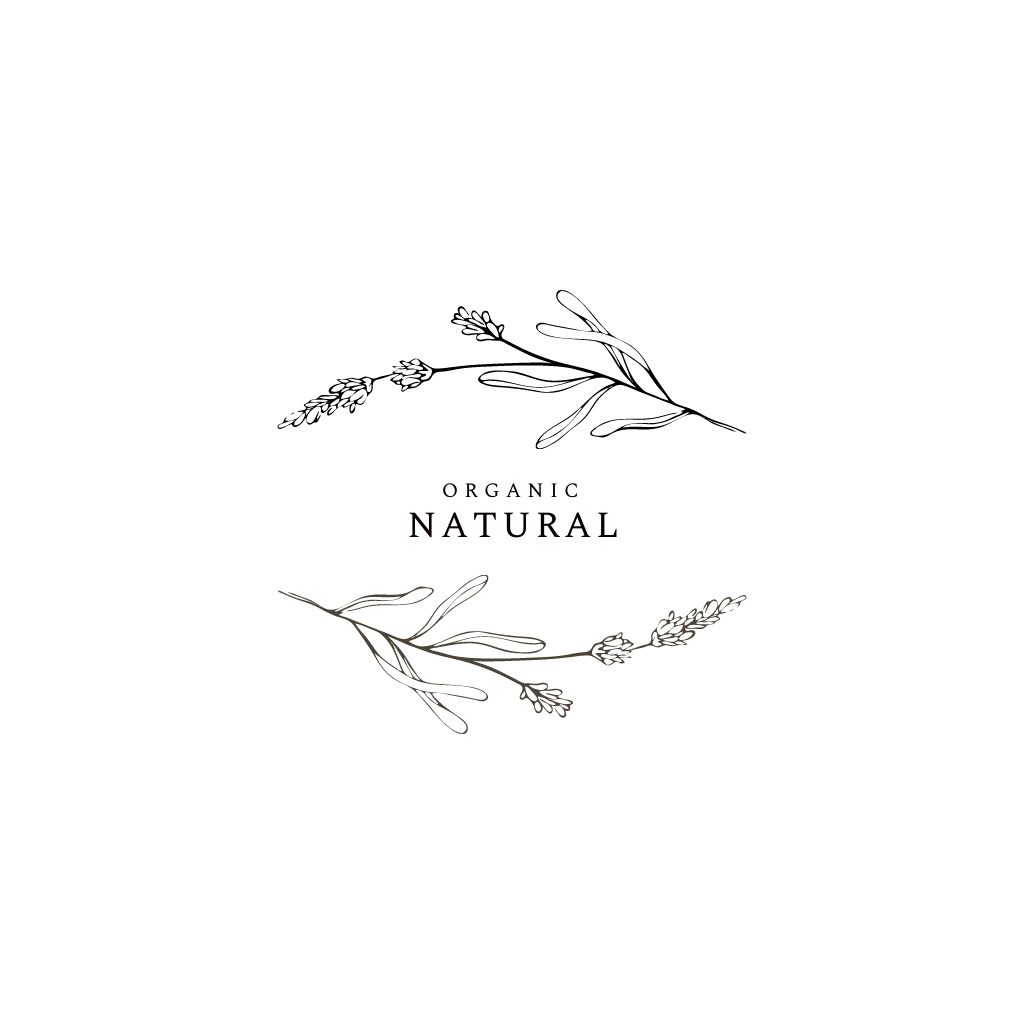 Skincare Products Store with Twig Sketches Logo Πρότυπο σχεδίασης