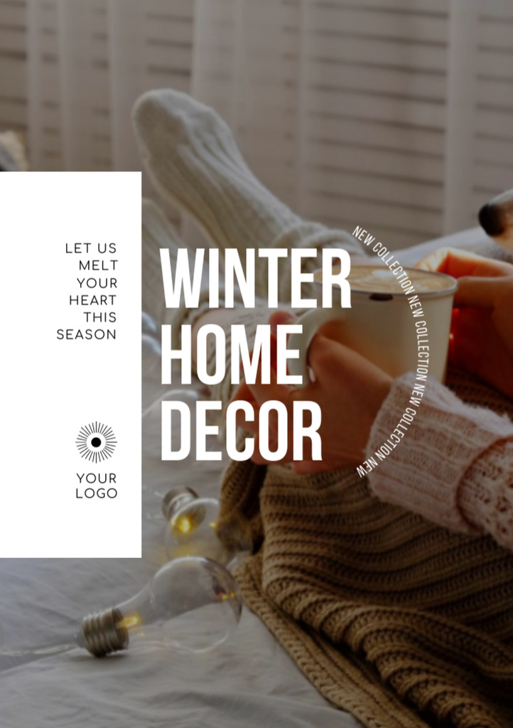 Designvorlage Offer of Winter Home Decor with Cute Dog für Postcard A5 Vertical