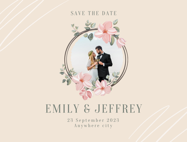 Wedding Invitation with Happy Young Couple Postcard 4.2x5.5in Πρότυπο σχεδίασης