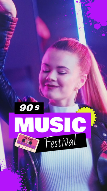 Designvorlage Music of 90s Festival für TikTok Video