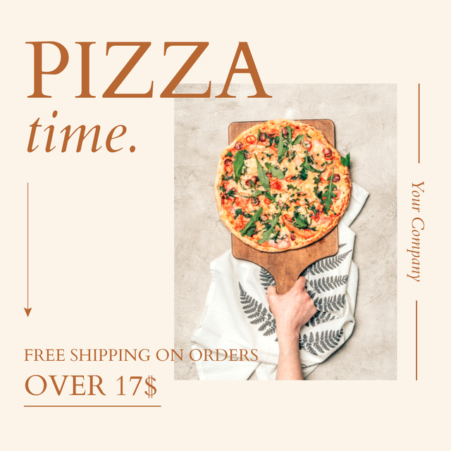 Designvorlage Free Shipping Offer on Pizza für Instagram