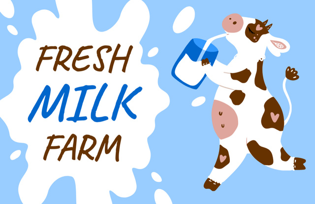 Fresh Milk from Farm Business Card 85x55mm Πρότυπο σχεδίασης