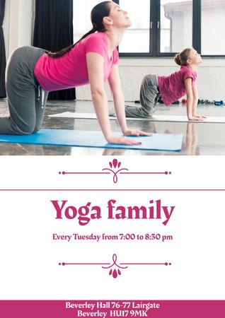 Plantilla de diseño de Family Yoga Classes A4 