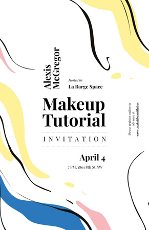 Designvorlage Make-up-Tutorial mit hellen Farbflecken für Invitation 5.5x8.5in