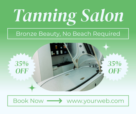 Platilla de diseño Offer Discounts on Tanning Salon Services at Green Gradient Facebook