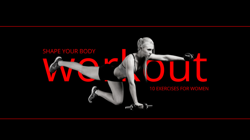 Plantilla de diseño de Workout Motivation with Woman holding Dumbbells Youtube Thumbnail 