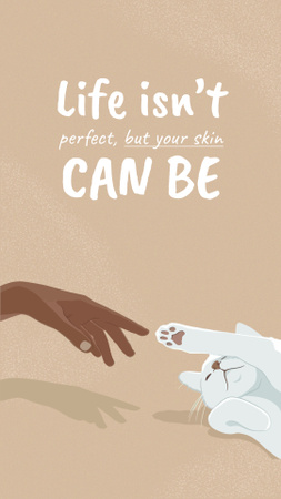 Skincare Ad with Girl touching Cat's Paw Instagram Video Story Šablona návrhu