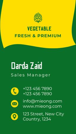 Sales Manager Contacts Information Business Card US Vertical Design Template