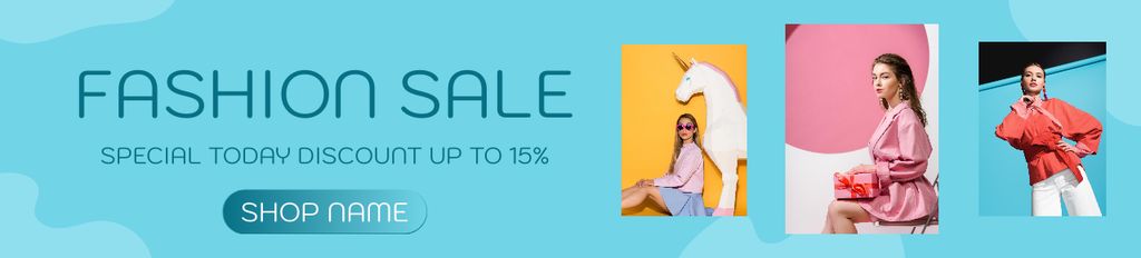 Fashion Sale Ad with Women in Bright Outfits Ebay Store Billboard – шаблон для дизайна