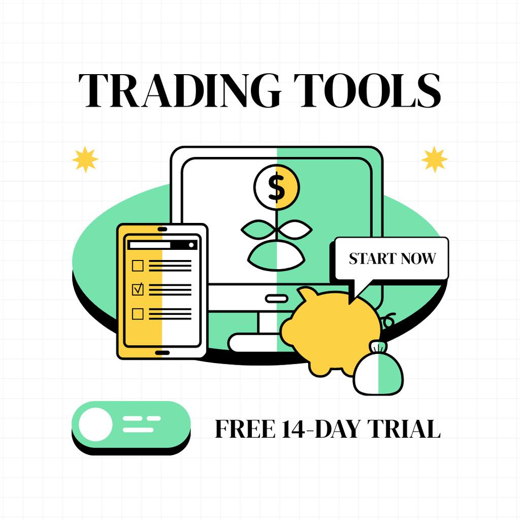 Designvorlage Tools for Profitable Stock Trading on Stock Exchange für Instagram