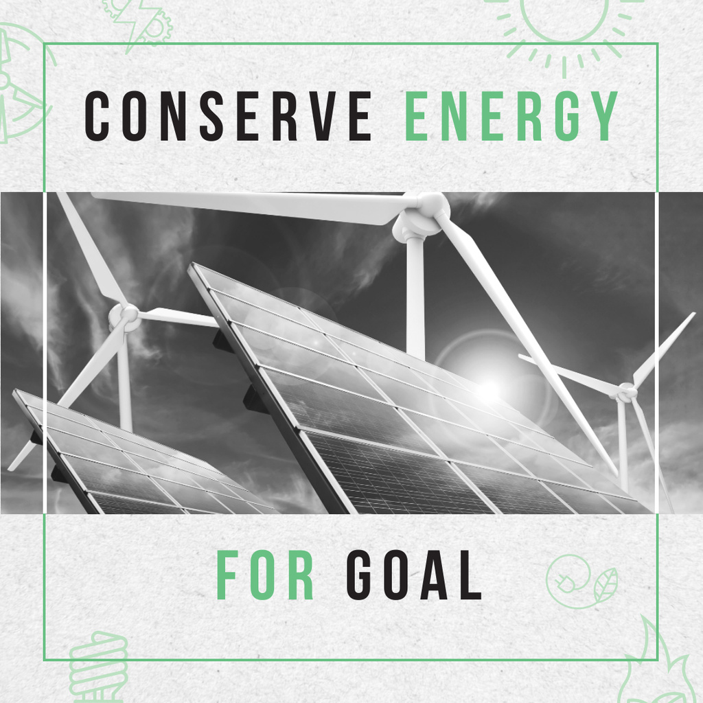 Concept of Conserve energy for goal Instagram – шаблон для дизайну