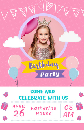 Birthday Party Invitation Flyer 5.5x8.5in Design Template
