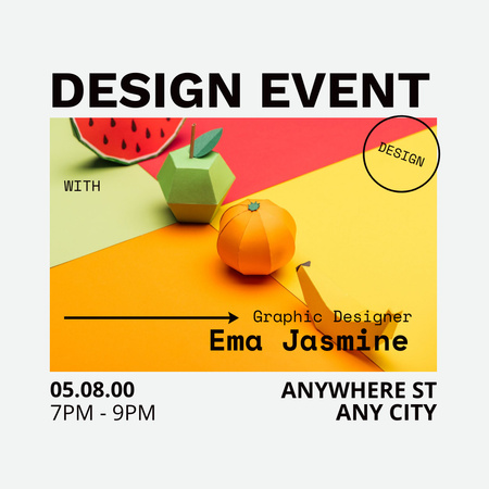 Tervezési esemény bejelentése egzotikus geometrikus gyümölccsel Instagram tervezősablon