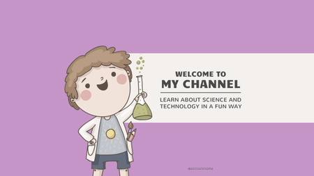 Little Scientist with Flask on Purple Youtube Design Template