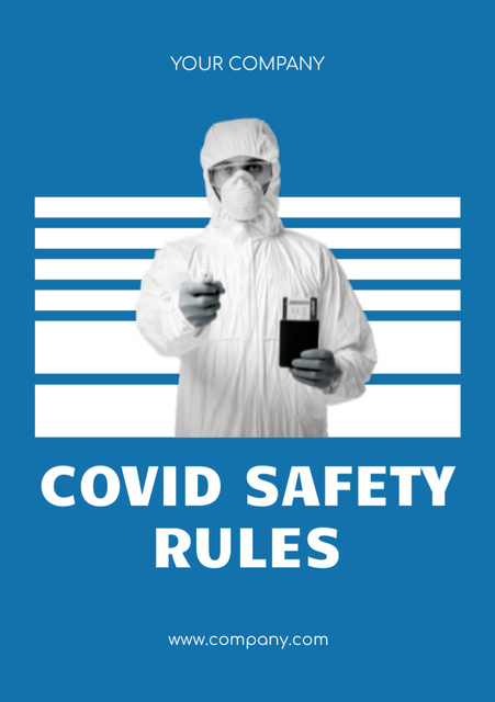 List of Safety Rules During  Covid Pandemic Flyer A5 Design Template