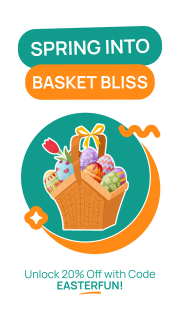 Ontwerpsjabloon van Instagram Story van Easter Spring Offer with Eggs in Basket