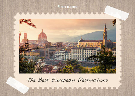 European Destinations Tour Offer With Sightseeing Postcard 5x7in Design Template