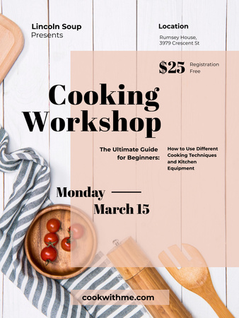 Cooking Workshop ad with raw meat Poster US Πρότυπο σχεδίασης