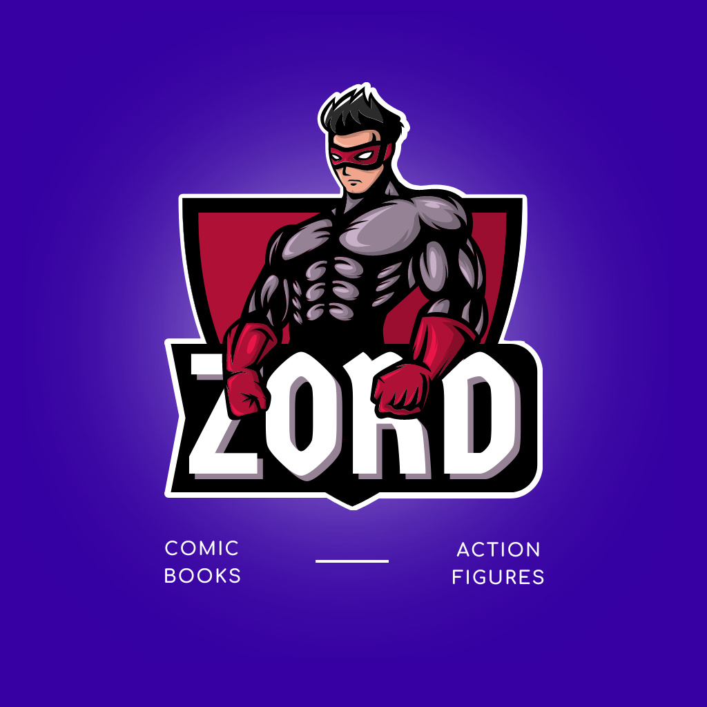 Szablon projektu Comic Books Store Ad with Character Logo